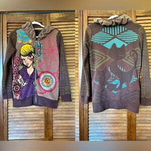 Kashitu rare graphic zip up sweatshirt size medium.